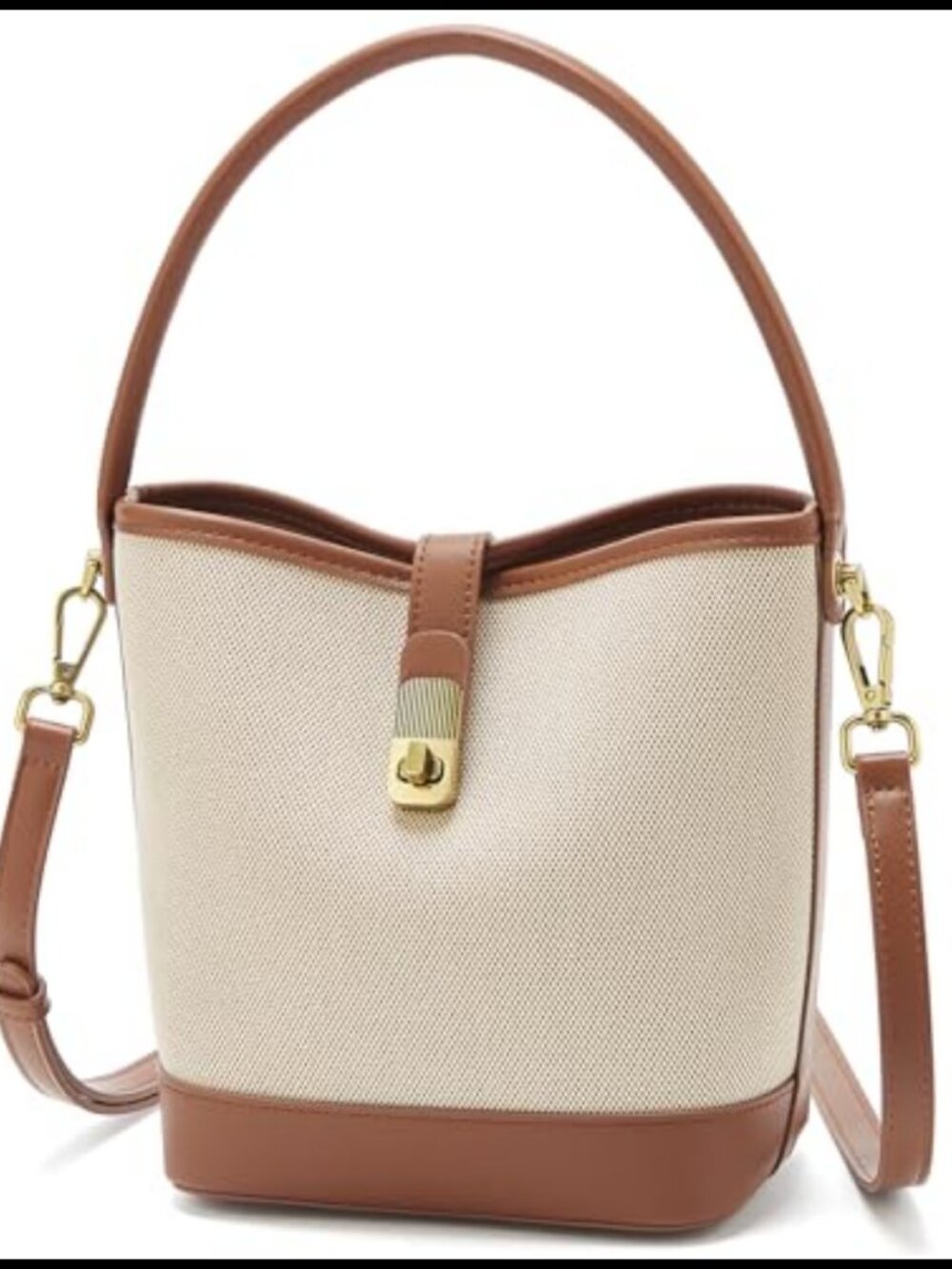 Coated Canvas Bucket Bag Crossbody Purse Adjustable Strap